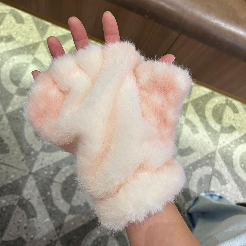 Trendy Thickened Deer Gloves Cold-proof Touchscreen Winter Gloves Warm Windproof Half-fingered Gloves Outdoor Activity
