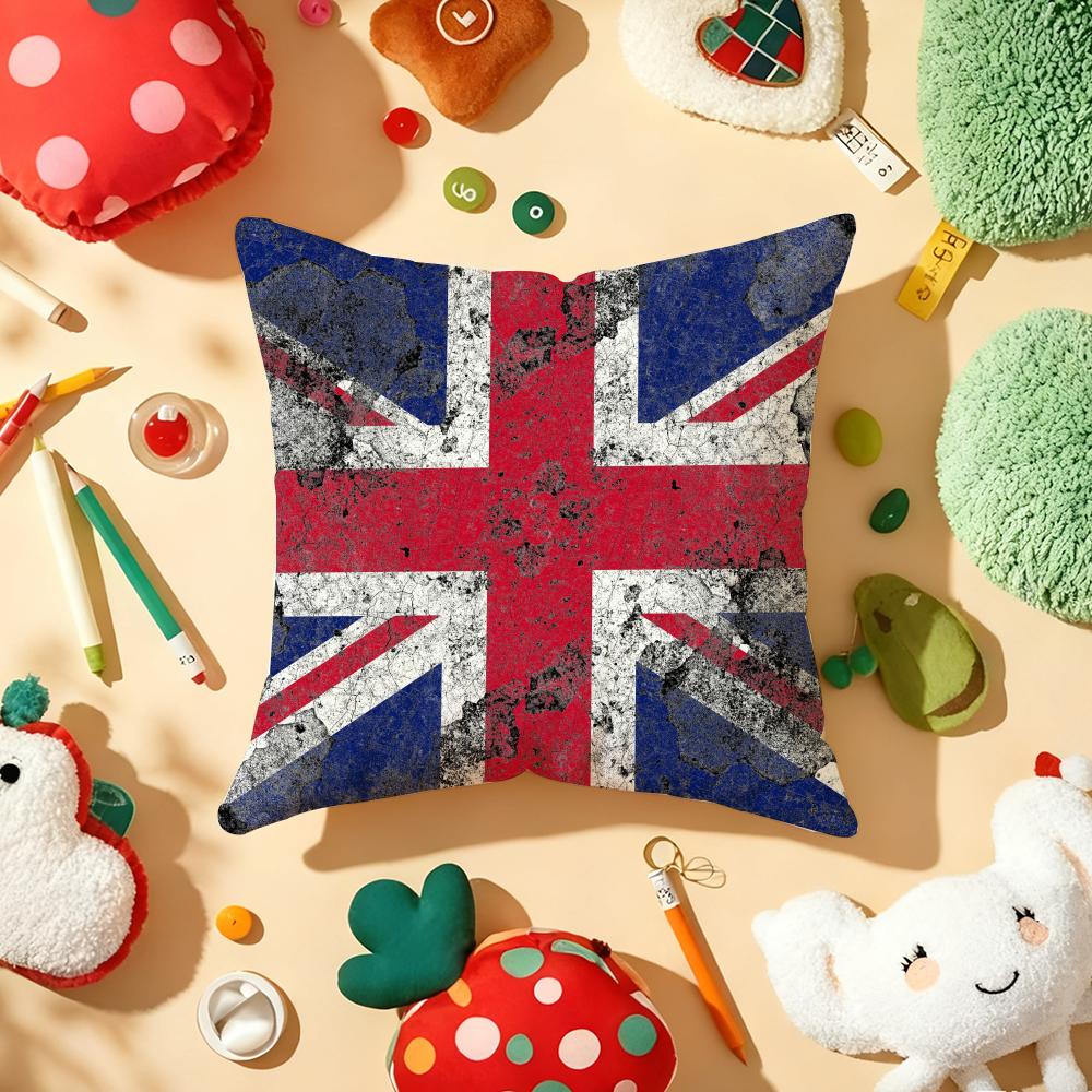 Union Jack Flag Cushion Cover Plush Fabric Soft DoubleSided Printed Sofa Warm Winter Home Gift Pillow Cover