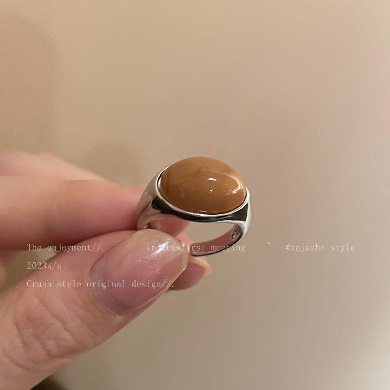 Melaleuca Natural Stone Open Ring: Women s Retro, Versatile & Stylish Finger Ring Adjustable Open