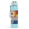 1PC Patchwork Colorful Cat Face Print 750ml Color Plastic Sports Water Bottle Leakproof Flip Straw Lid Suitable for Sports Office Home Use
