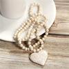 Women's Vintage Turquoise Beaded Necklace Heart Pendant Ethnic Style Neckchain Bohemian Long Sweater Chain Jewelry