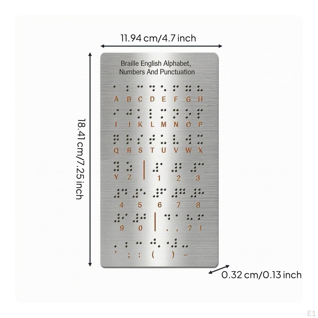 Braille Learning Board Brushed Finish Educational Tool Rounded Corners