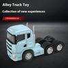 Metallic Flatbed Transporter Toy Car with Retro Power - Pull-Back Thrill for Young Auto Enthusiasts
