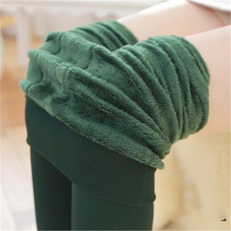 Women's Autumn And Winter Thick Fleece Leggings With Pearl Fleece Foot Insulation One Piece Pants