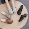 New Summer Genuine Leather Sandals Round Toe Hollow Women's Slippers Outerwear Cool Breathable Fashion Slippers
