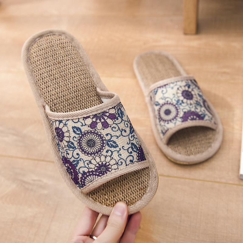 Women's & Men's Four Seasons Linen Slippers, Non-Slip Indoor Soft Soles, Cute & Cool for Spring and Autumn