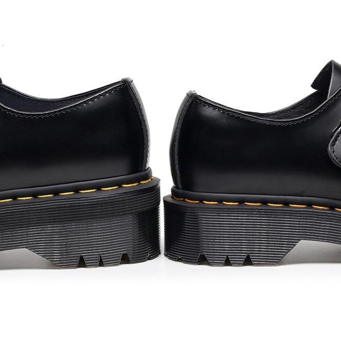 Buckle thick-soled low-top boots British style casual small leather shoes versatile students increase height and show thinness short boots women.