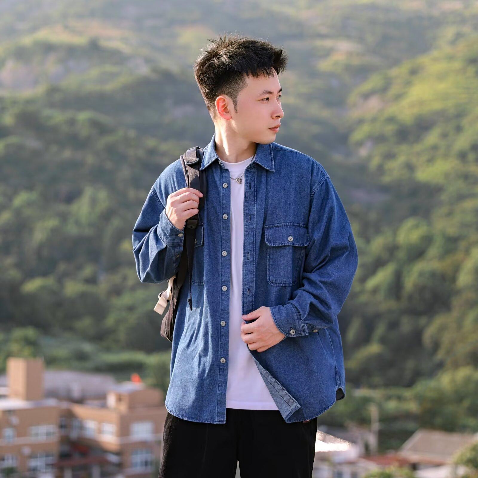 

2024 Весна и осень PU красивое пальто мужское Ins High Street модный бренд Гонконгский стиль японский стиль Харадзюку корейский стиль модная свободная куртка 2XL синий