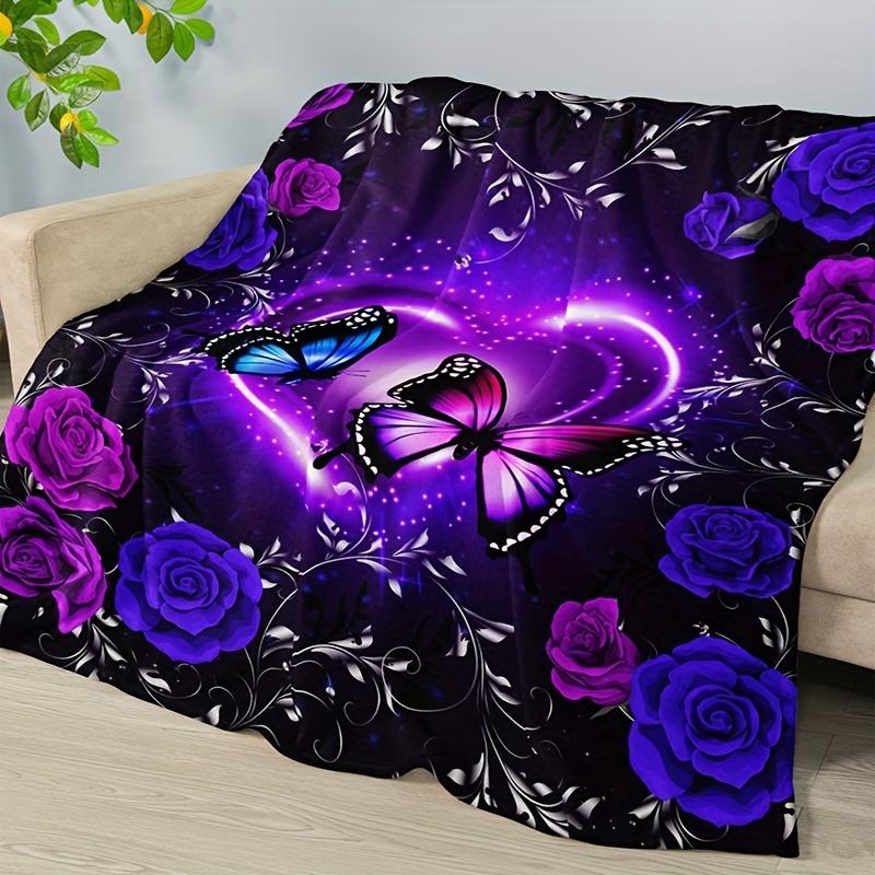 Dream Butterfly floral print flannel blanket Soft warm blanket nap blanket Sofa sofa office bed Camping trip Suitable for family