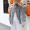 Women Vintage Stand Long Sleeve Spring Button Pockets Print Floral Coats