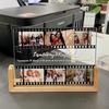 Modern U Shaped Acrylic Photo Frame Walnut/Beech Base Transparent Desktop Decor for Home Office Photo Display Gift