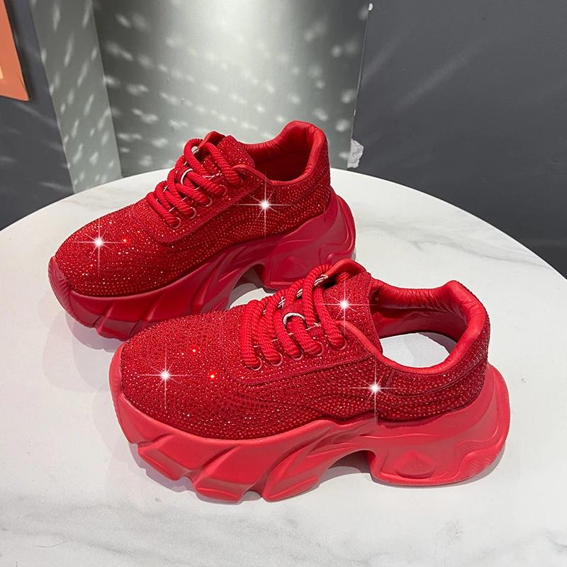 Shoes For Women  New Shiny Rhinestone Women'S Sneakers Shoes Autumn Korean Fashion Thick Sole Sports Shoes  De Mujer