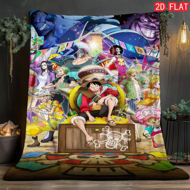 One Piece Cartoon Theme Blanket Ultra Soft Plush Warm Blanket for Kids Adults Bedroom Living Room Home Decor THW