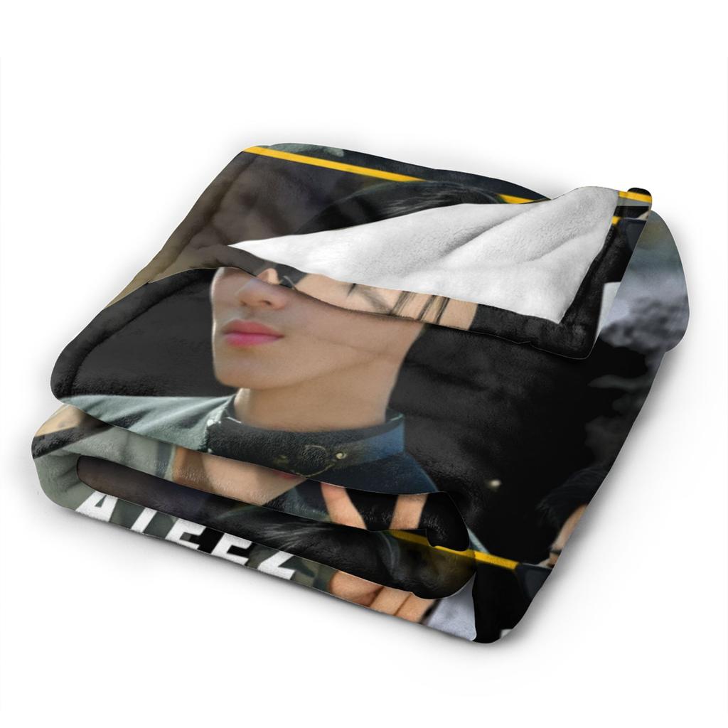 ATEEZ Choi San Decke Picknick Flanell Überwurfdecke für Couch Sessel Sofa Bett Warm Weich Individuelle Qualität Tagesdecke Geschenk