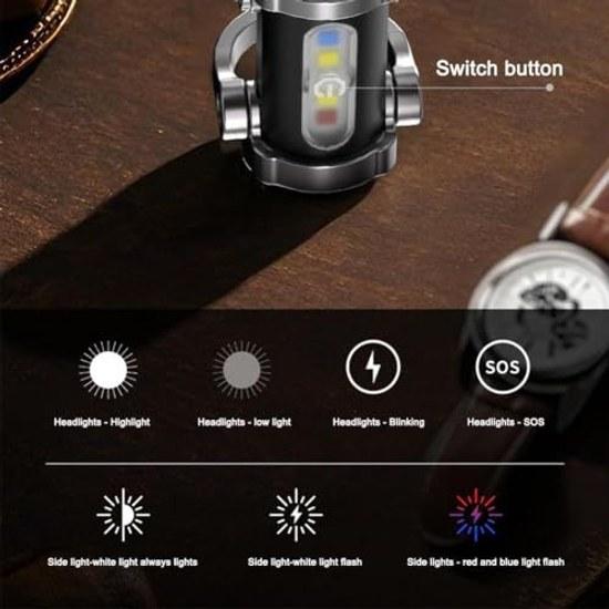 LED Schlüsselanhängerlicht 1200 Lumen kompakte Taschenlampe leistungsstark tragbar Schlüsselhalter USB wiederaufladbar ultrahell leicht wasserdicht stoßfest einfach