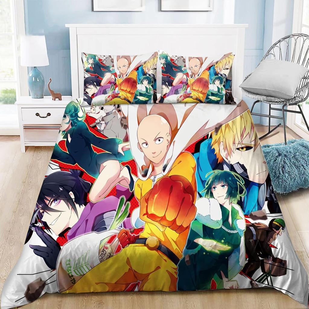 One Punch-Man Bed Set,Saitama Bedding For Adult Kids Bed Set , Punch-Man Quilt Cover,Comforter Cover Bedding Set