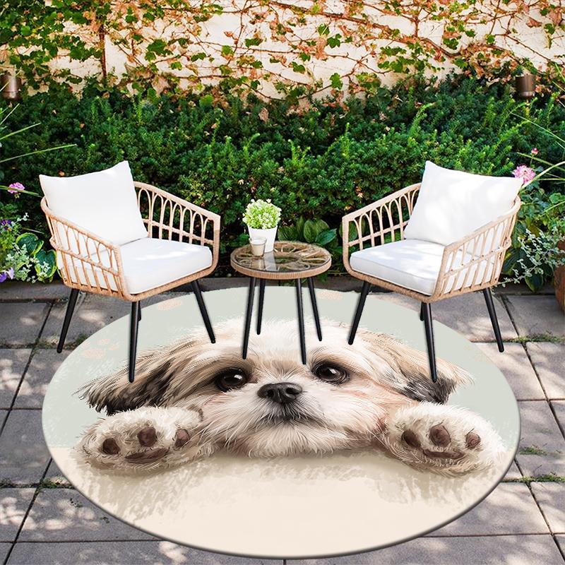 Shih Tzu Pattern Round rug,Carpet Rug for Living Room Bedroom Sofa Playroom Decor,Non-slip Floor Mat,Holiday Gifts and Birthday Gifts