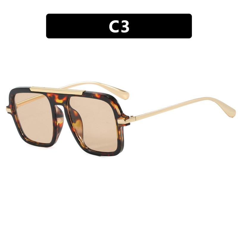 Vintage Colorful Metal Conjoined Square Sunglasses Women Men Retro Trend Sun Glasses Climbing Camping Glasses