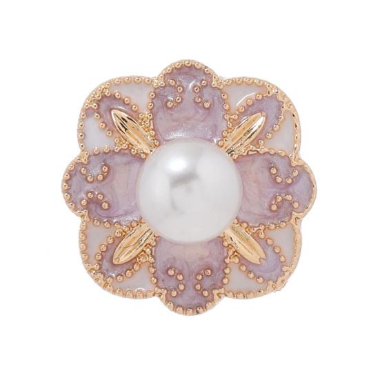 

Women Brooch Imitation Pearls Enamel Glaze Flower Shape Shawl Pin Lapel Neckline Clip Anti-Exposure Buckle B