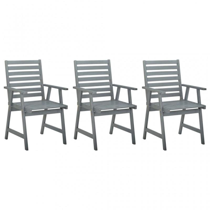 Día y Noche - Día y Noche Sillas de comedor de jardín 3 uds madera maciza de acacia gris