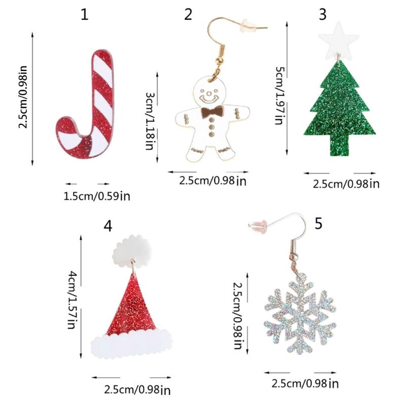 Christmas Tree Ginger Man Dangle Earrings for Women Girls Holiday Drop Earring Christmas Hat Crutch Earring Jewelry Gift