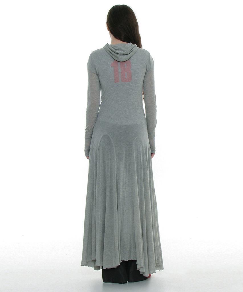 Partimento Woman Sheer Layered Hoodie Flare Dress_Melange