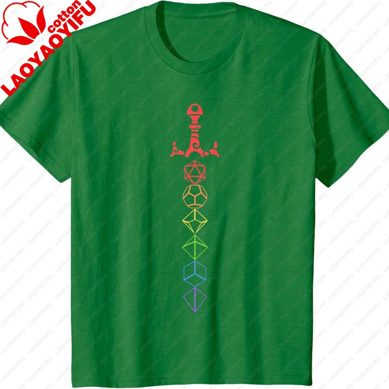 Nerdy Dice Set Collector Sword LGBT Pride TShirt Graphic T Shirts Vintage Funny Outdoors High Quality Cotton Shortsleev Tops