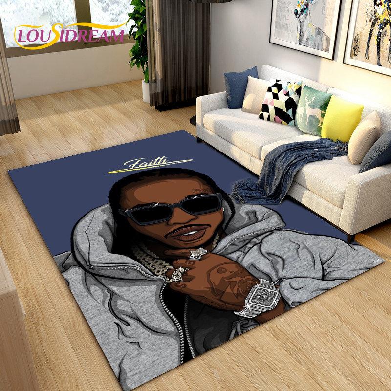Hip Hop Art Rapper Legend Star Area Rug Large,Carpet Rug for Living Room Bedroom Sofa Doormat Decoration,Kids Non-slip Floor Mat