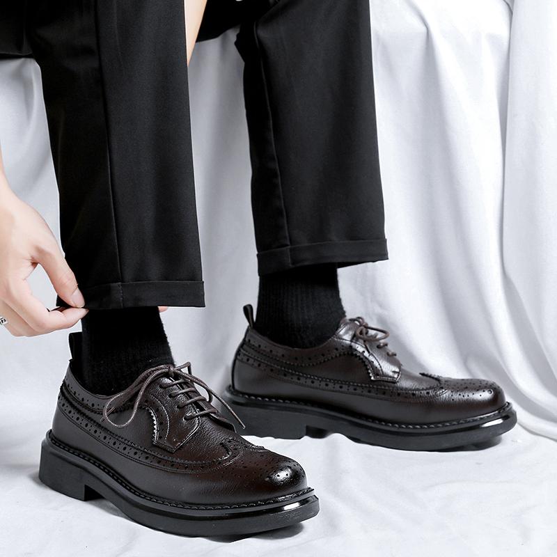 Fashion British Style Handmade Mens Wingtip Oxford Shoes Soft Leather Men Dress Shoes Classic Business Dating Party Formal Shoes for Men