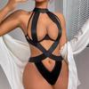 Hot leaking milk sexy uniform neck hollow steel ring gathering sexy onesie underwear