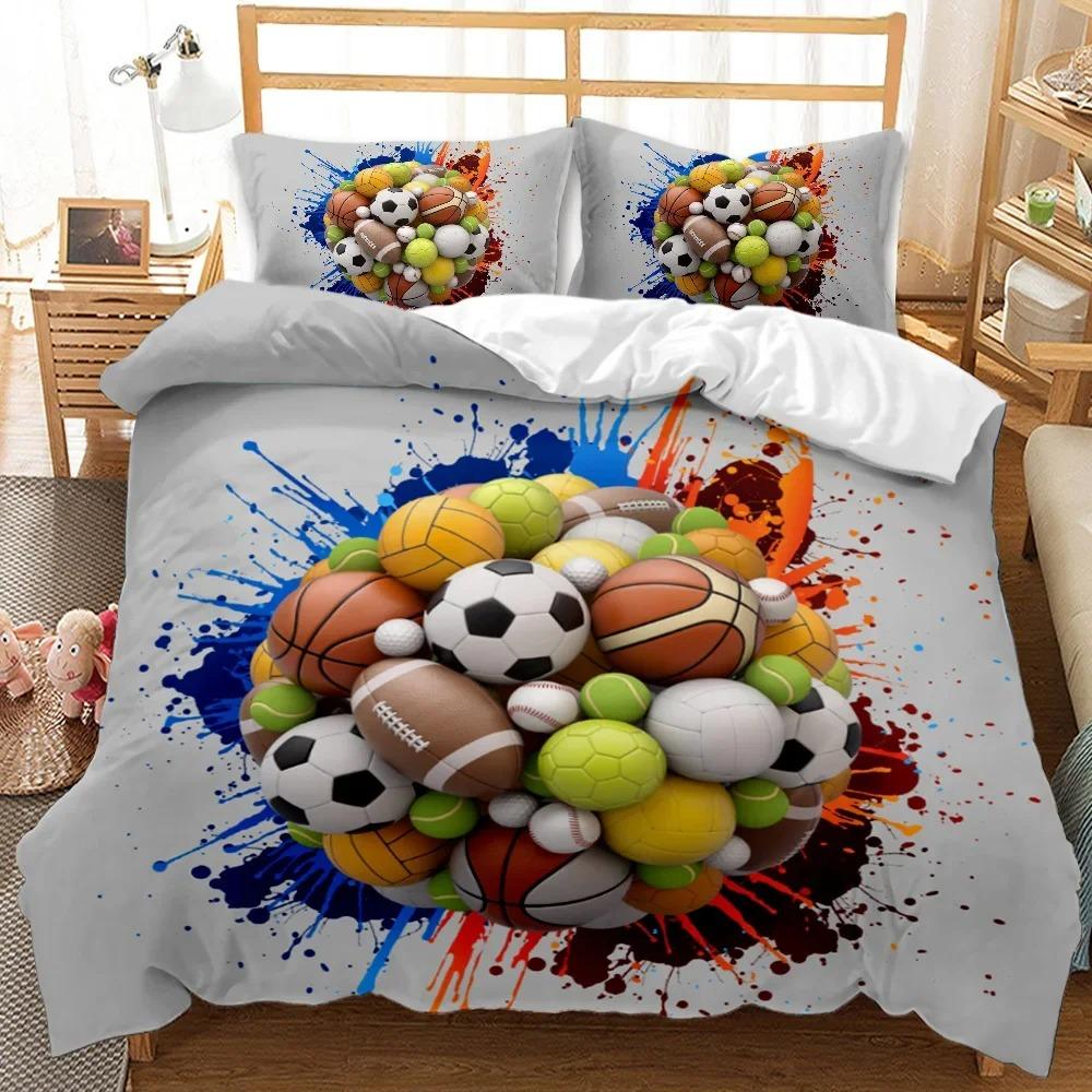 Football Duvet Cover Set Soccer with Fire Abstract Concept Art Design Ball Bedding Set Double Queen King Polyester Qulit Cover