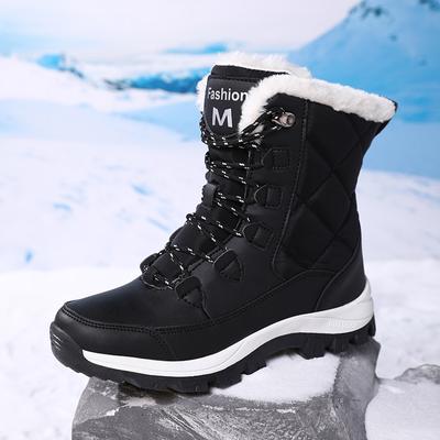 Bequeme rutschfeste Wanderstiefel Winter Damen Schneestiefel High Top Plus Samt Damen Baumwollschuhe Outdoor Warme Freizeitschuhe