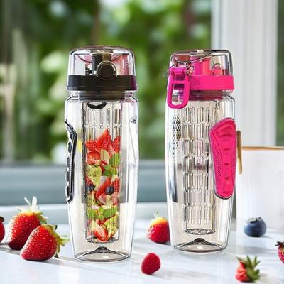 960ML/32oz Fruit Infuser Sports Water Bottle with Strainer Spout BPA-Free Leak-Proof Outdoor Water Cup Cycling Fitness Juice Cup for Gym Office Beach
