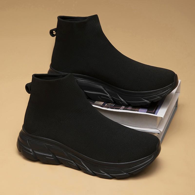 Youth Style Shoes Unisex High-Top Slip-On Sneakers Kids Teens Lightweight Breathable Flyknit Mesh Shoes Comfortable Casual Sport Footwear