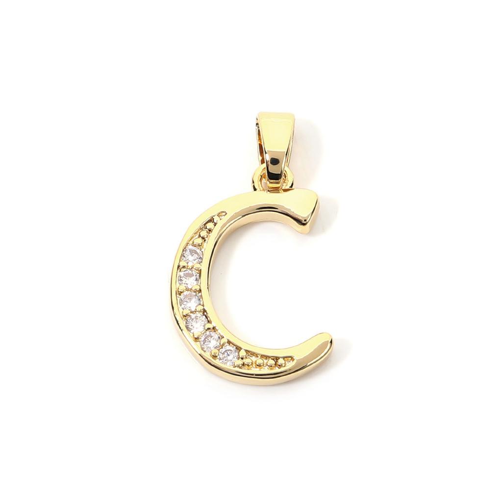 Fashion Gold Plated Letter Charms Alphabet A-Z Zircon Metal Letter Pendants For Jewelry Making DIY Bracelet Necklace Accessories