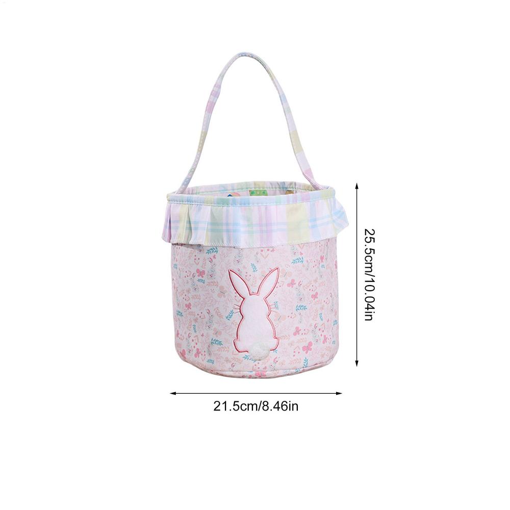 

Easter Bunny Basket With Pompom Tail Empty Rabbit Candy Bucket Spring Holiday Party Favor, Chocolate Snack Toy Stuffer For Kids