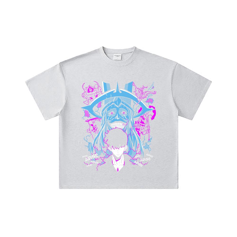 260 GSM Double Yarn 32 Count 100% Cotton Solo Leveling V21 Print Unisex Heavy Cotton T Shirt