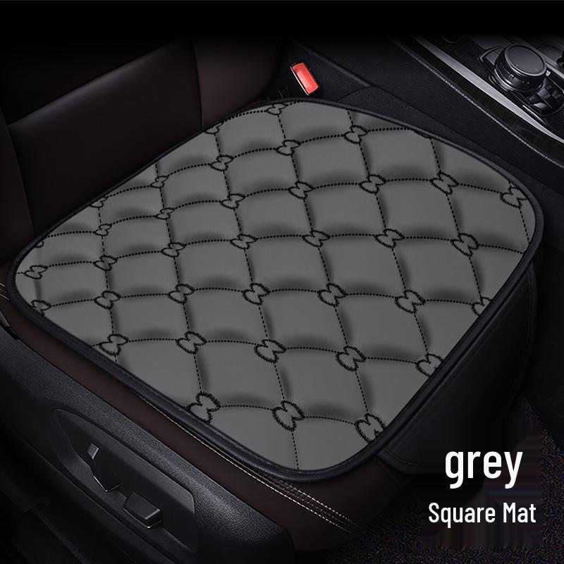 Bamboo Charcoal Leather Car Seat Cushion Set, Three-Piece, No Backrest, All-Season Interior Kit