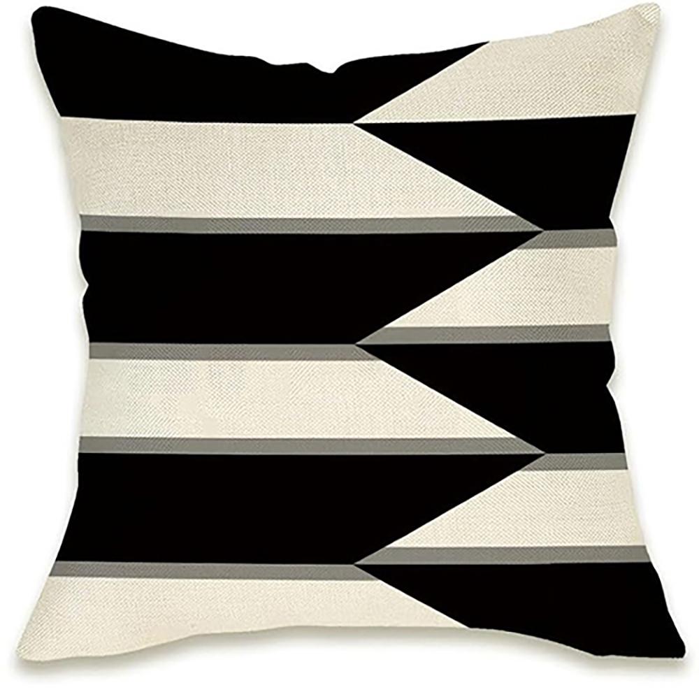 Black & White Geometric Pattern Pillow Covers Set of 4 ,,sofa and Chair Cushion Covers, Home Bedroom Room Decoration