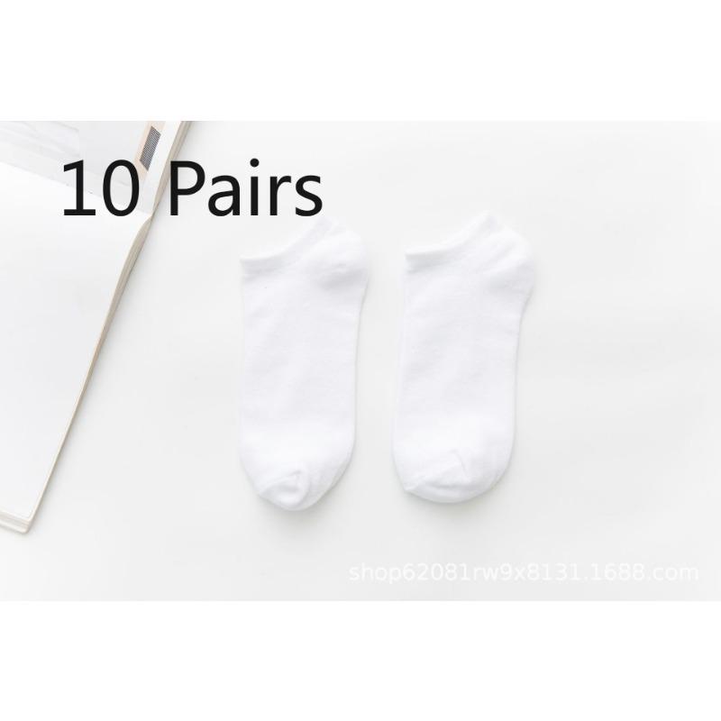

10 пар мужских черных, белых и серых однотонных носков-лодочек, повседневные носки с неглубоким носком для мужчин и женщин, повседневные низкие хлопковые носки, невидимые носки 10 pairs белый