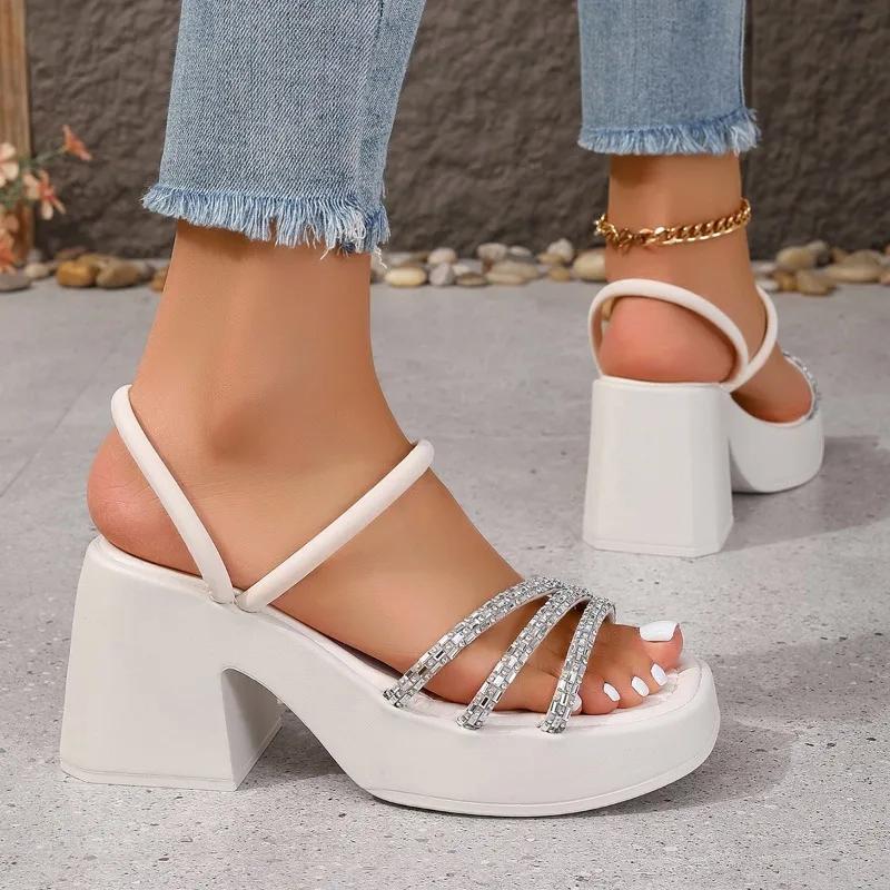 Fashion Women Sandals Brand High Heels Party Shoes Chunky Sandals 2025 New Summer Sexy Pumps Rome Ladies Shoes Slippers Mujer Zapatos