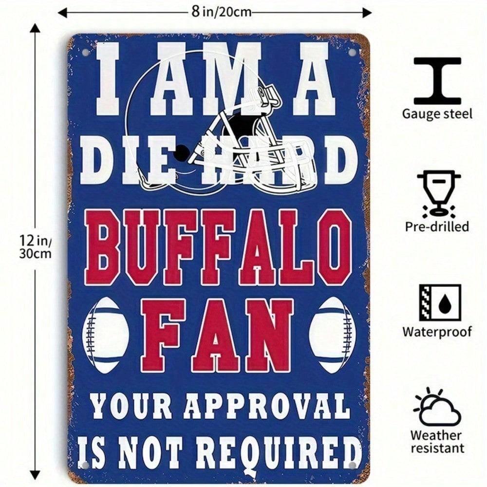 Buffalo Fan Sports Decor Metal Tin Sign Man Cave Football Art Office Bar Wall
