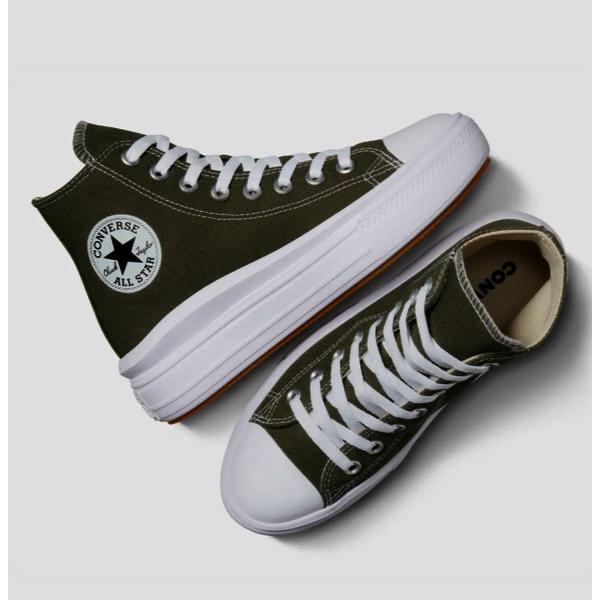 Converse Lightweight High Top Canvas Sneakers Platform Khaki A08295c