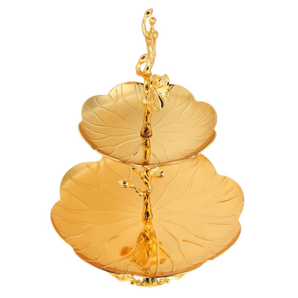 7PCS Metal Gold Cake Stand European Two Tiered Tray 2 Layer Cupcake Stand Home Kitchen Use
