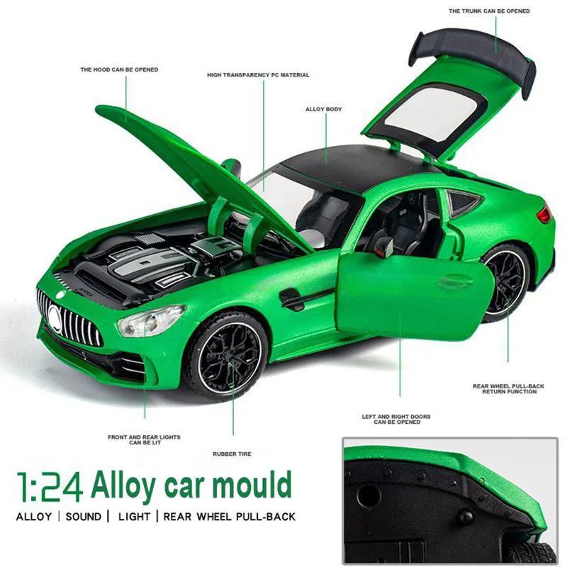 1/24 BENZ GTR Legierungs-Automodell Hochsimulations-Diecasts-Spielzeug mit Ton und Licht Rückziehfahrzeuge Dekoration Spielzeug für Kinder Geschenk