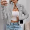 Women's clothing spring and autumn stand-up collar temperament commuting light and mature style zipper long-sleeved knitted cardigan jacket