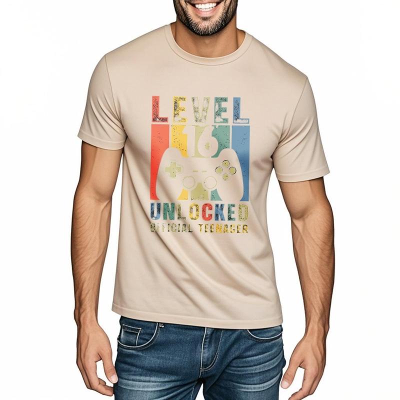 Men Brand T-shirt Oversized Summer Teenagers T-shirt Level 16 Unlocked Official Teenager Short Sleeve Soft O Neck Tee-shirt