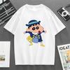 Crayon Shin Chan Kindergarten Uniform Print Casual T Shirt Cute Anime Short Sleeve Tee for Unisex Women