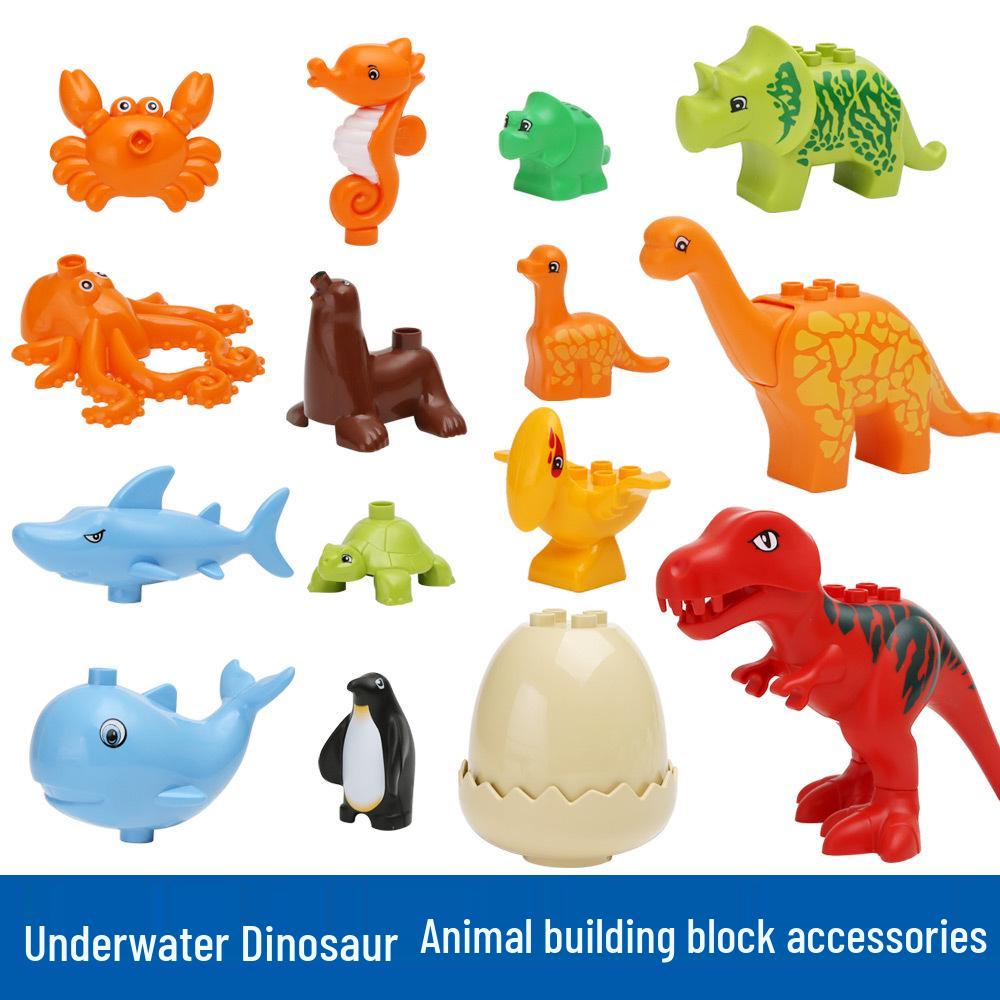 Gegele Lego-Compatible Building Blocks: Large Particles & Small Animal Accessories - Ocean, Zoo, Dinosaur Educational Toys