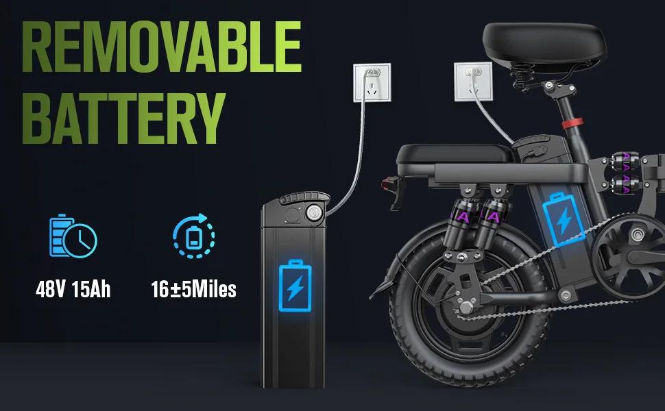 TOOFLY GE5 Rower Elektryczny Silnik 250W Bateria Litowa 48V15AH Rower Elektryczny dla Dorosłych Opona 14-calowa Rower Elektryczny Miejski Składany Mini